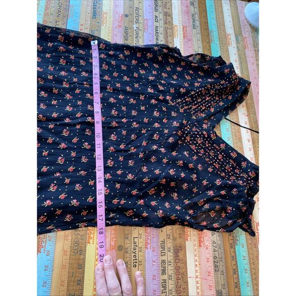 VTG 90s Y2k April Cornell S Rayon Floral Prairie Babydoll Slip Dress Sheer Beads - Picture 15 of 16